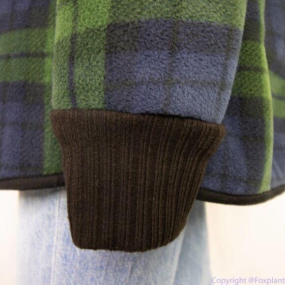 NWT JACHS Girlfriend green blue plaid Buffalo Sherpa jacket, size M - Picture 8 of 16